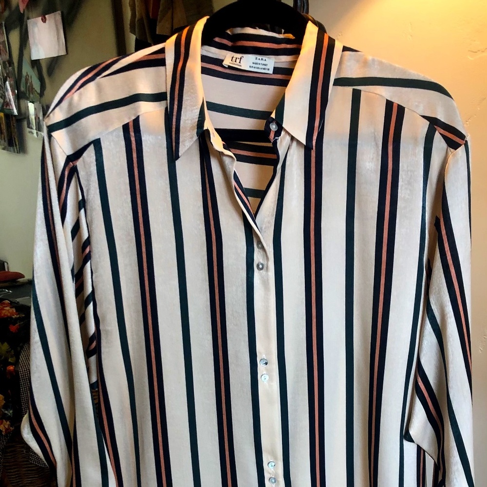 Zara Striped Silky Blouse